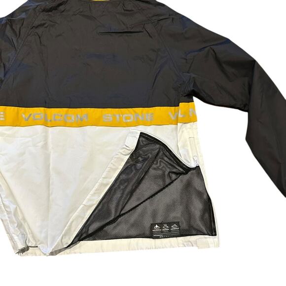 Volcom Mens Size Small Water Resistant Black & Yellow Quarter Zip Windbreaker - Picture 3 of 8